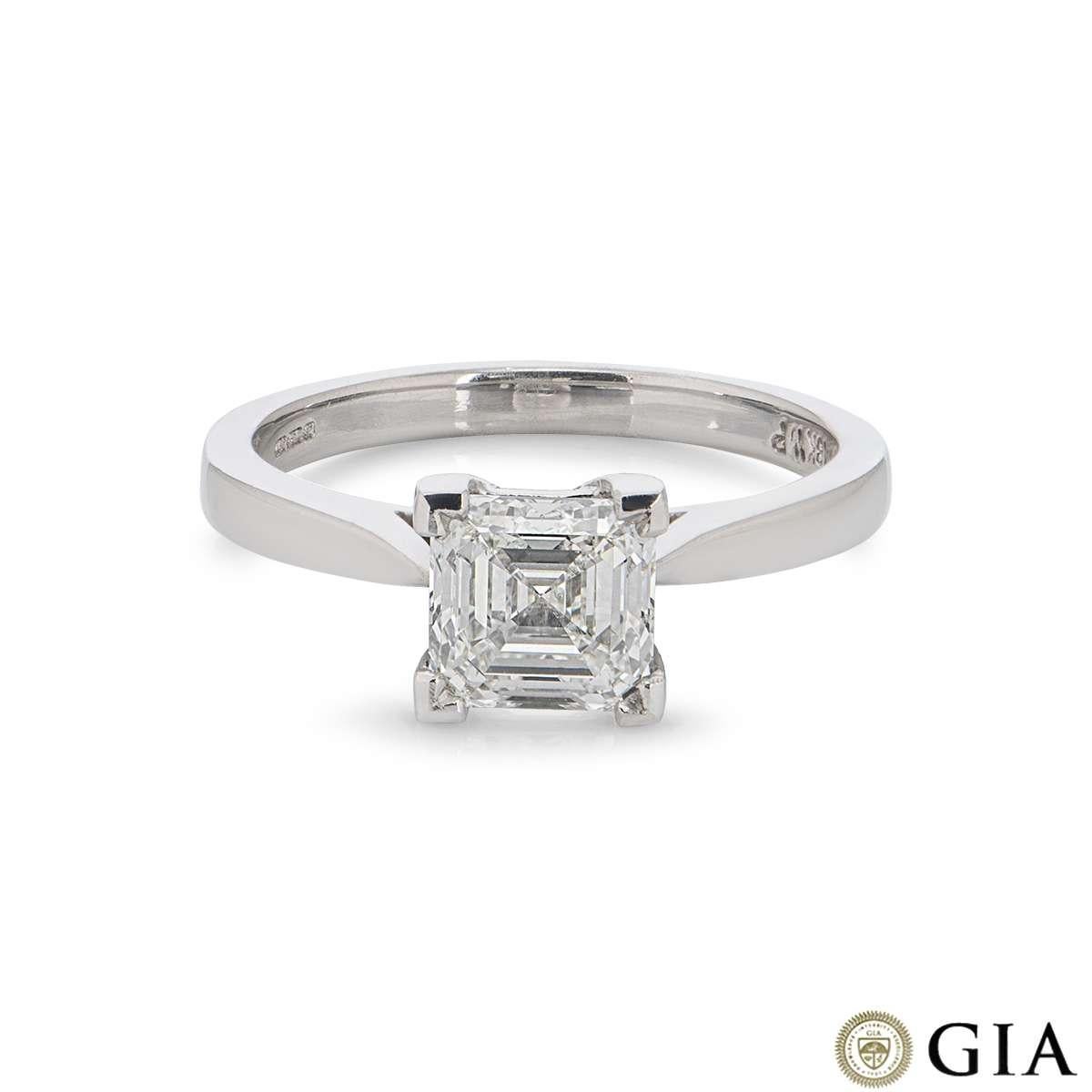 18k White Gold Asscher Cut Diamond Ring 1.58ct G/VS1 In New Condition For Sale In London, GB