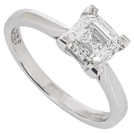 18k White Gold Asscher Cut Diamond Ring 1.58ct G/VS1 For Sale
