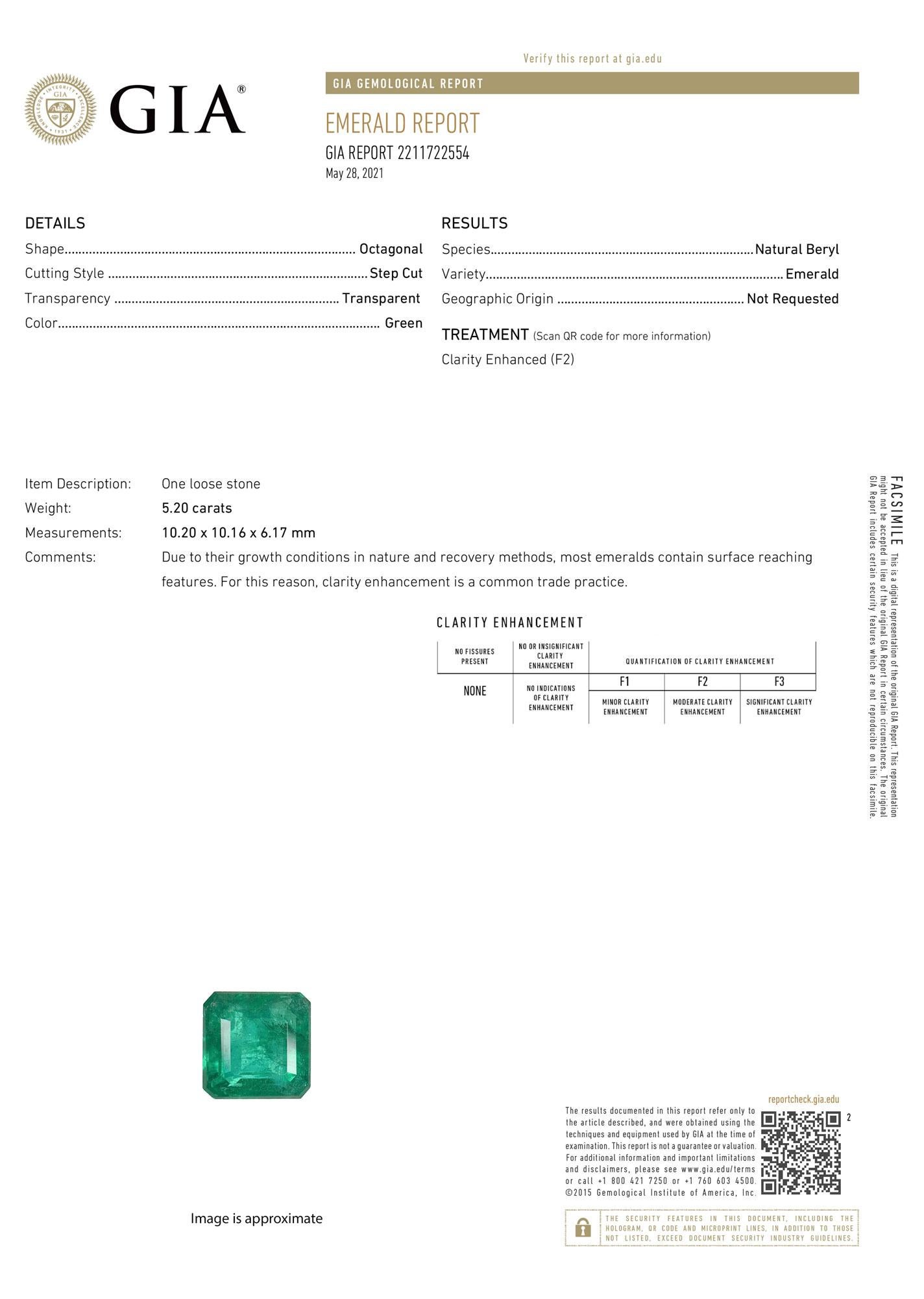 18K White Gold Asscher Green Emerald Double Halo Diamond Ring 'Center-5.21 CT' For Sale 1