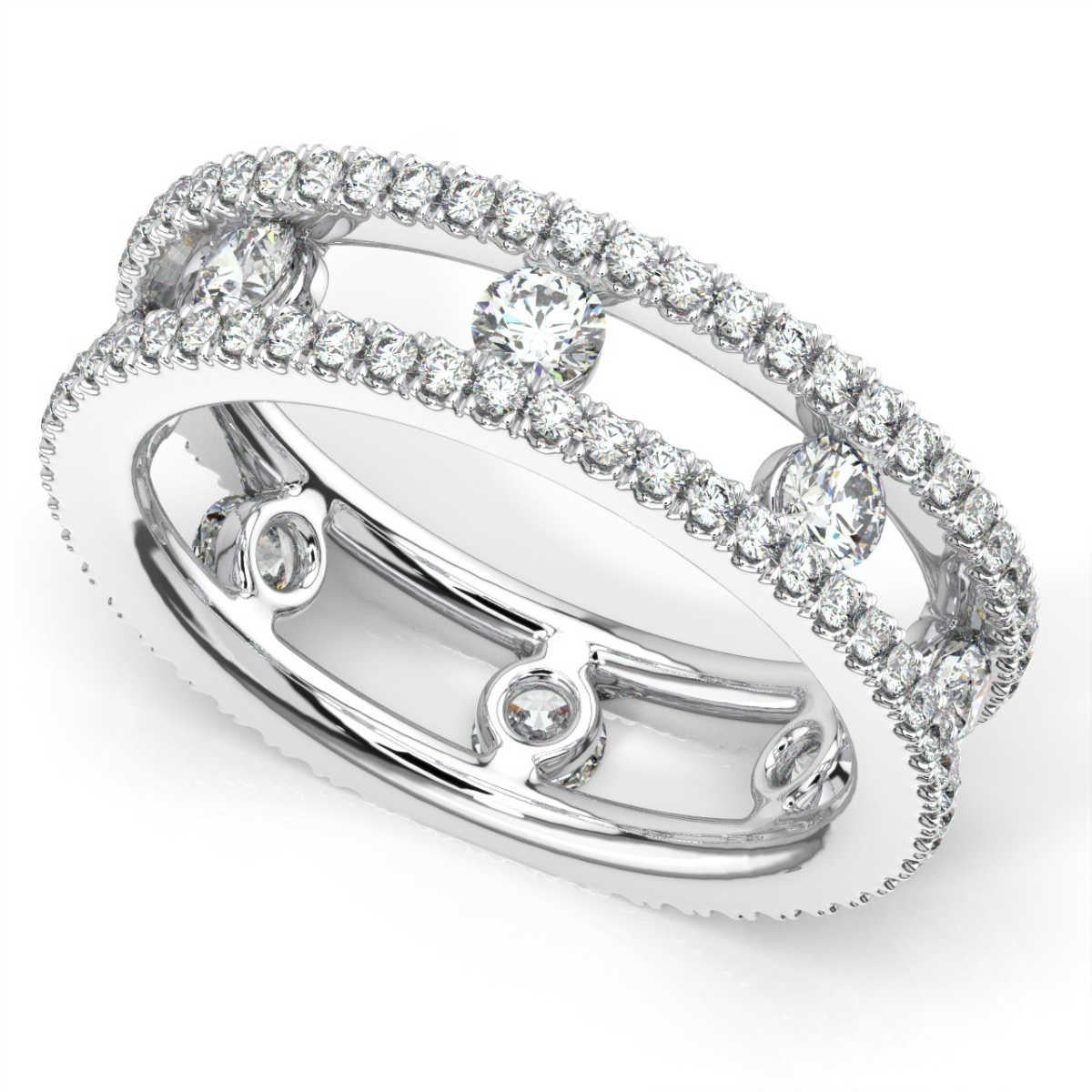 Round Cut 18K White Gold Asti Eternity Ring '1 1/2 Ct. Tw' For Sale