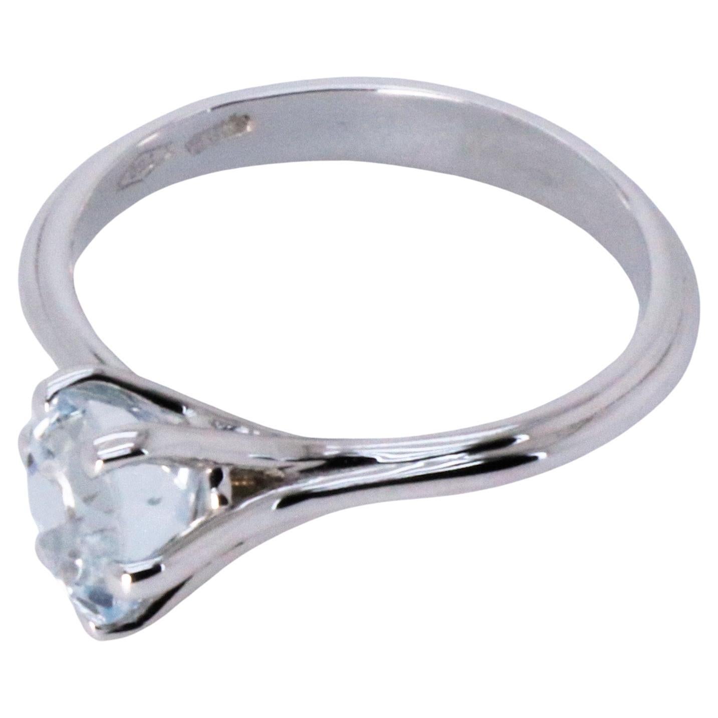 Modern Asymmetric Cosmic Design Stackable Aquamarine 18K White Gold Cocktail Ring For Sale