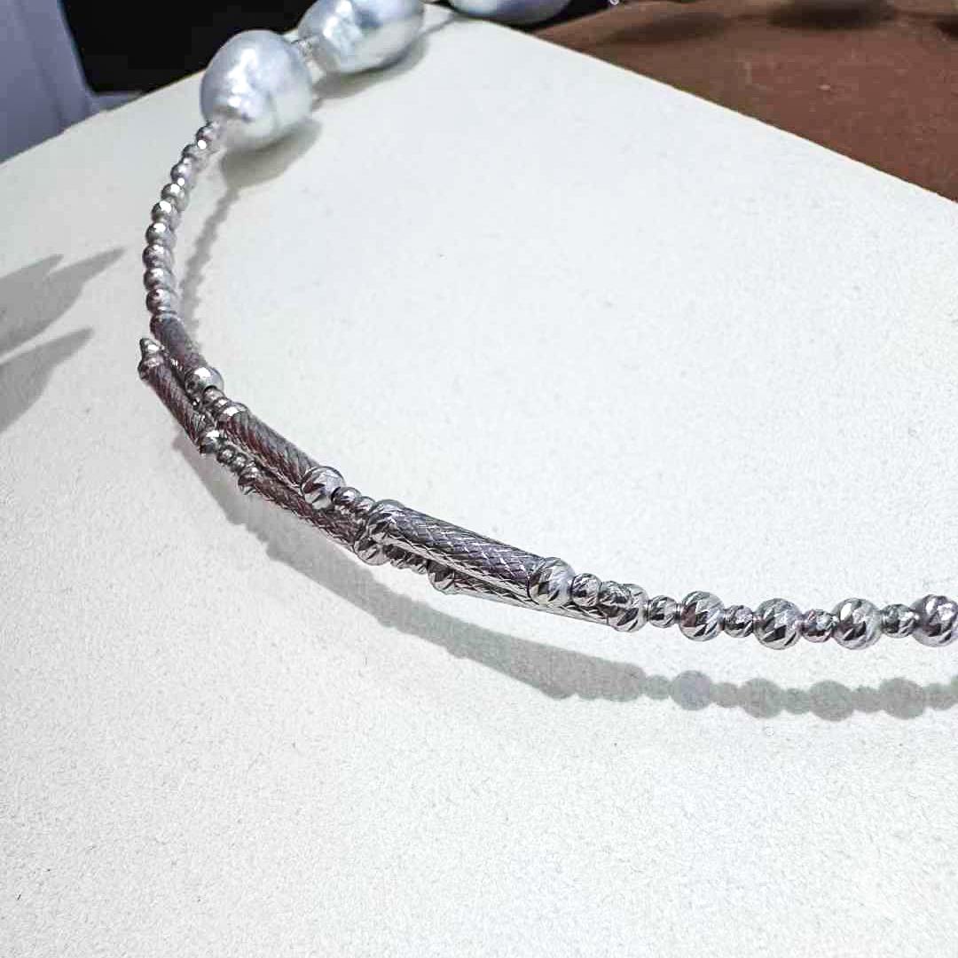 18k White Gold Aurora 11-15mm Baroque South Sea Pearl Choker Necklace In New Condition In New York, NY