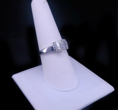18K White Gold Baguette and Round Diamond Dollar Sign Ring