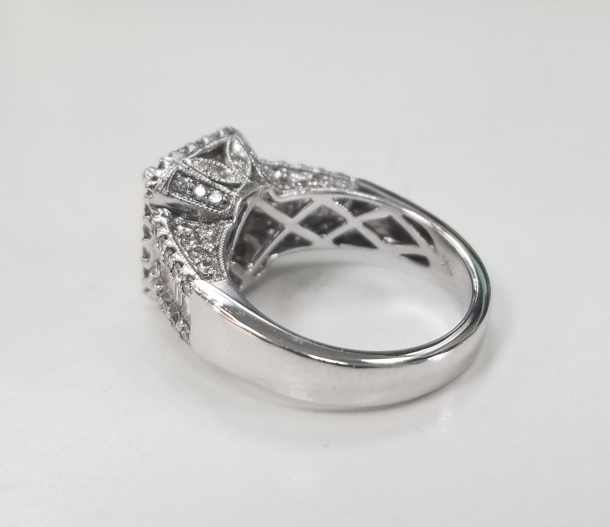 baguette diamond halo ring
