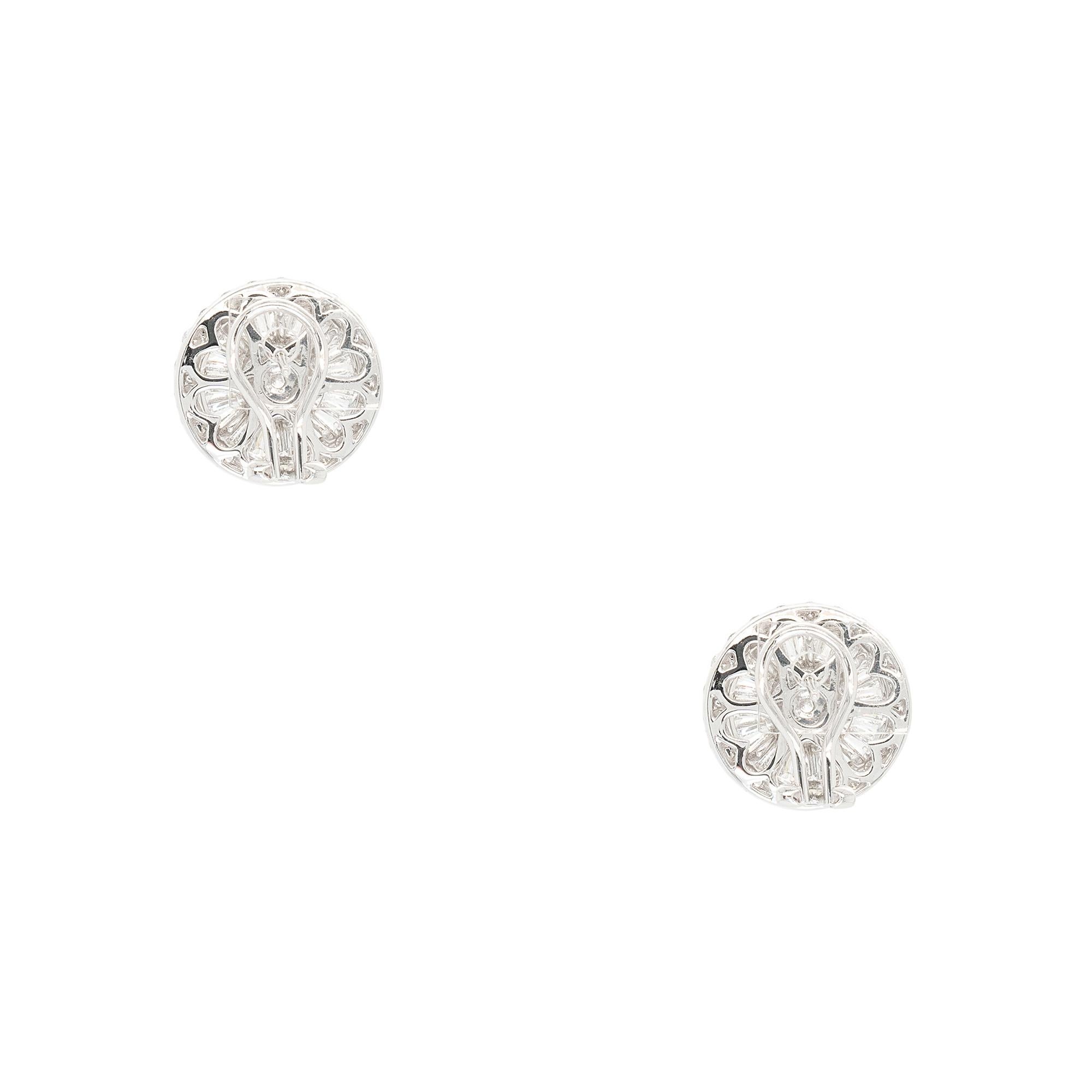 Baguette Cut 18k White Gold 2.68ct Round and 2.19ct Baguette Natural Diamonds Earrings For Sale