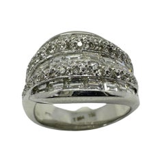 18K White Gold Baguette Cut Diamond Band Ring