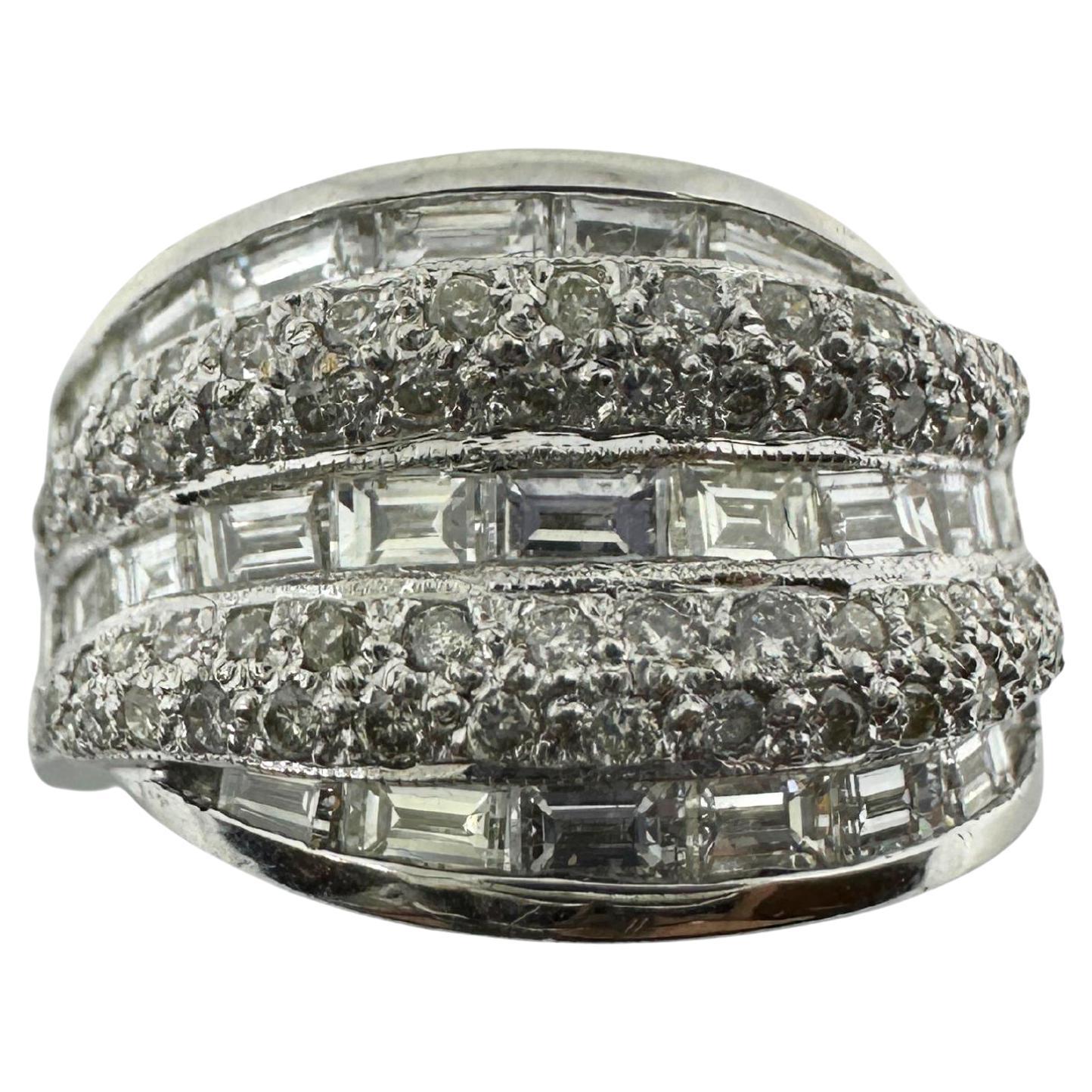 18K White Gold Baguette Cut Diamond Band Ring