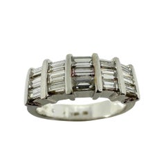 18k White Gold Baguette Cut Diamond Wide Band Ring