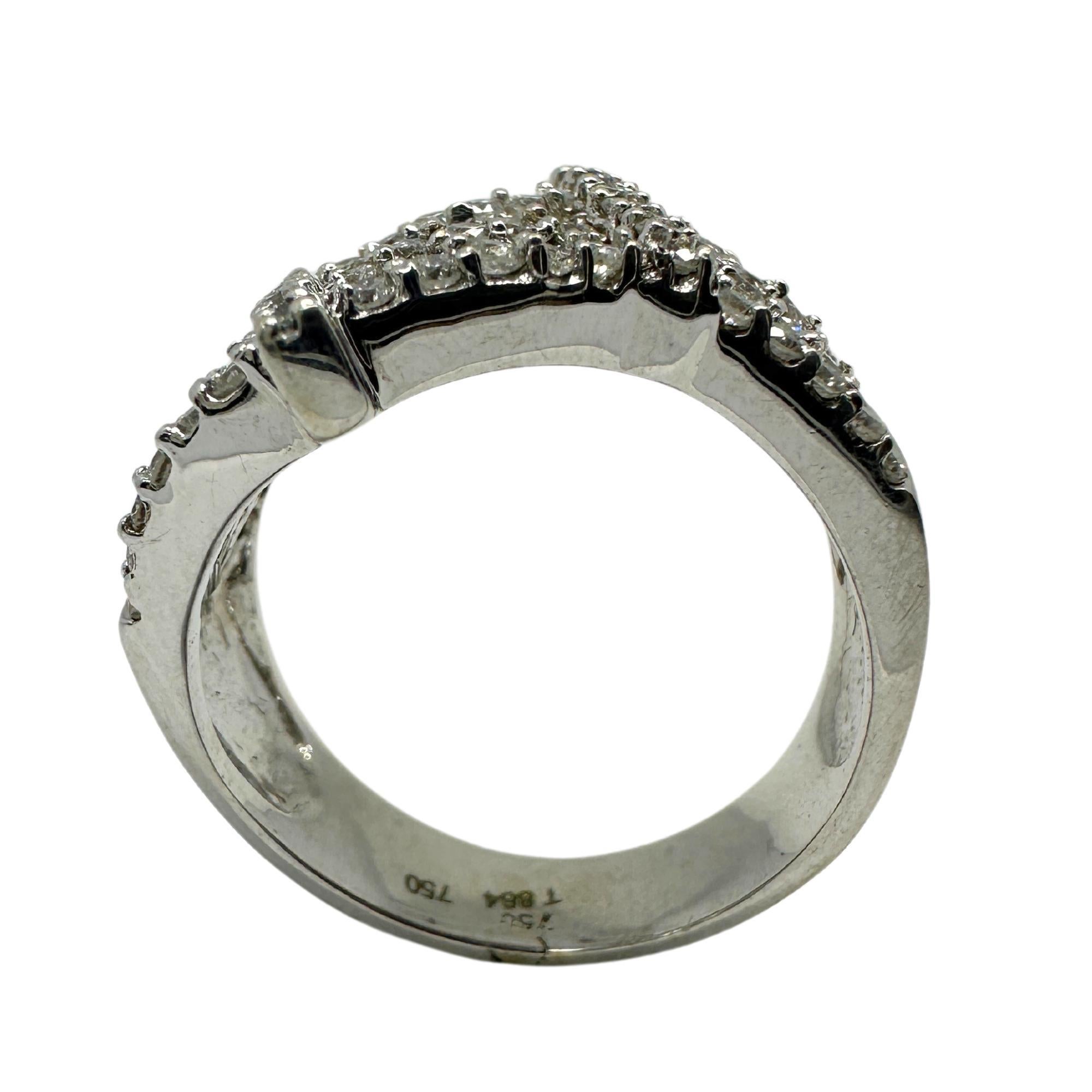 Women's 18K White Gold Baguette Cut Diamond Wide Band Ring For Sale