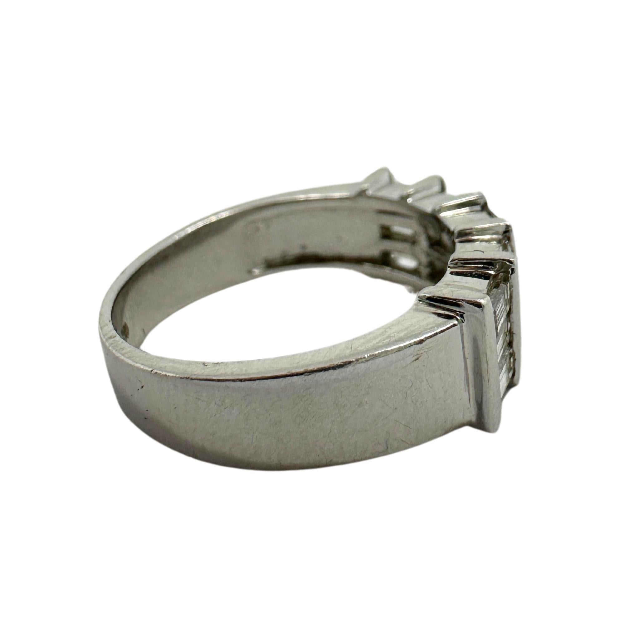 18k White Gold Baguette Cut Diamond Wide Band Ring For Sale 2