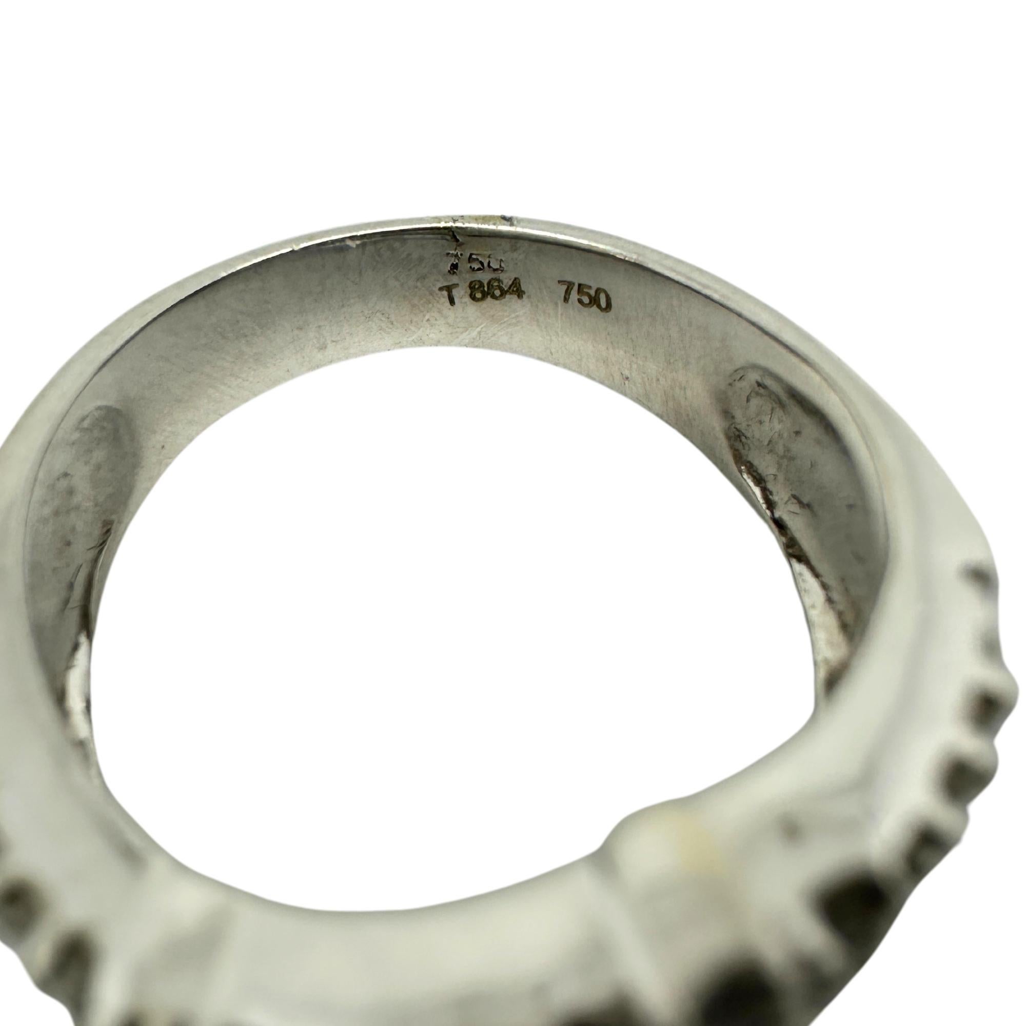 18K White Gold Baguette Cut Diamond Wide Band Ring For Sale 3