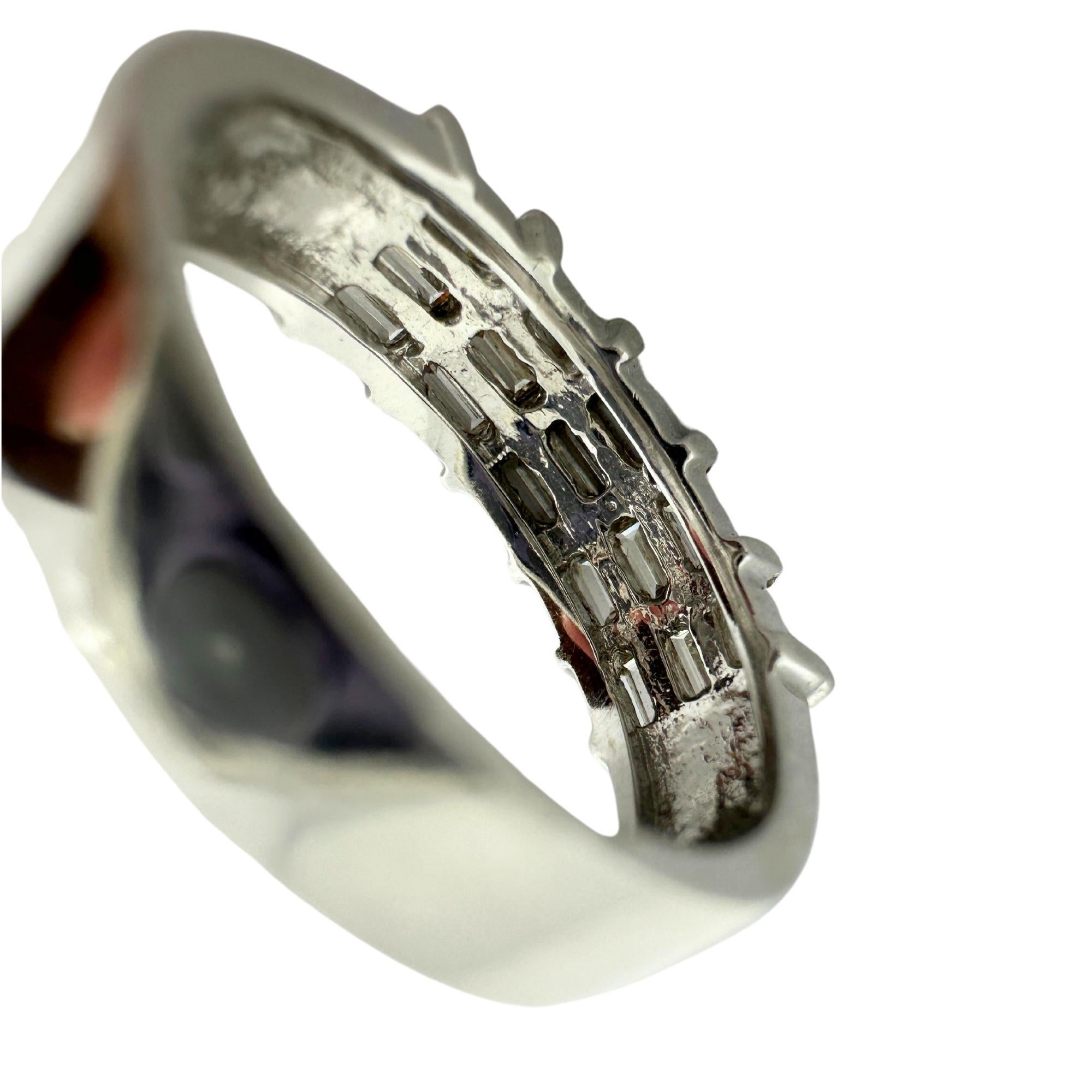 18k White Gold Baguette Cut Diamond Wide Band Ring For Sale 3