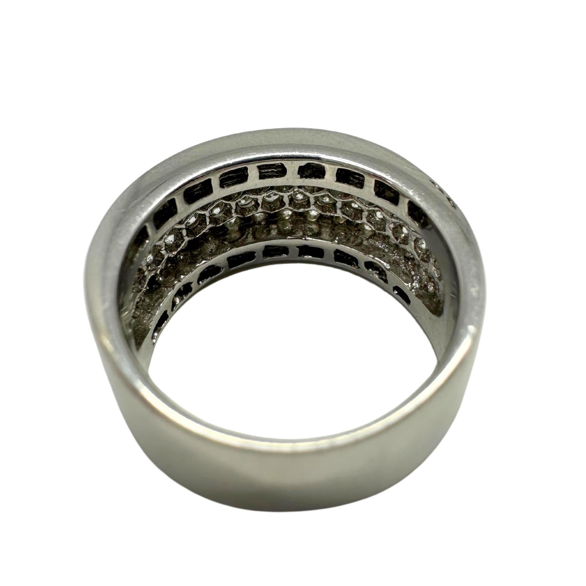 18K White Gold Baguette Cut Diamond Wide Band Ring For Sale 3