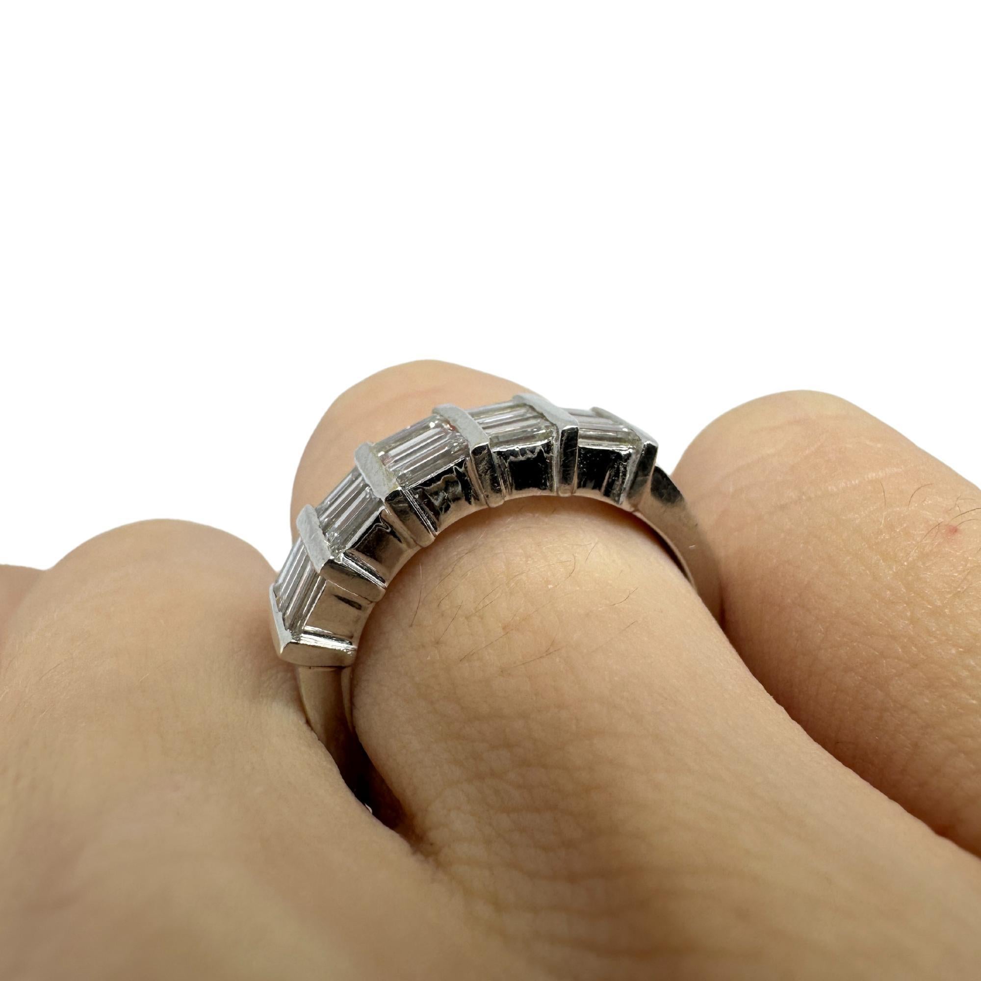 18k White Gold Baguette Cut Diamond Wide Band Ring For Sale 5