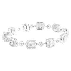 18K White Gold Baguette-Cut White Diamond Cube Bracelet