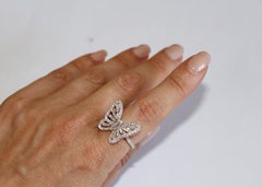 Tess Van Ghert 18K White Gold Baguette Diamond Butterfly Cocktail Ring