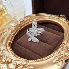 18K White Gold Baguette Diamond Butterfly Ring