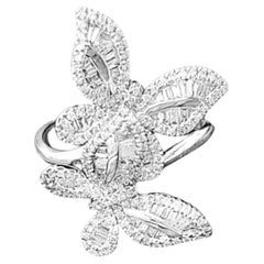 18K White Gold Baguette Diamond Butterfly Ring