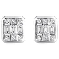 18K White Gold Baguette Diamond Earring