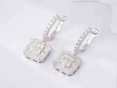 18K White Gold Baguette Diamond Earrings