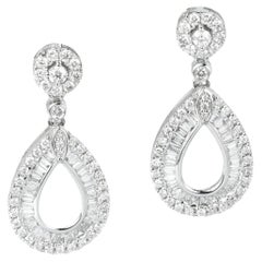 Orecchini con diamanti a baguette in oro bianco 18 carati
