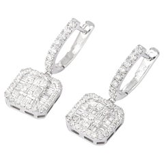 18K White Gold Baguette Diamond Earrings