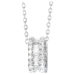 18 Karat Weißgold Baguette-Diamant-Anhänger-Halskette