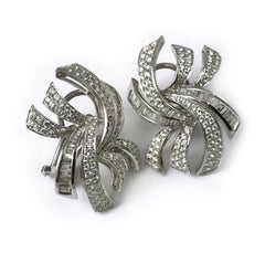 18K White Gold Baguette Pavé Diamond Drop Earrings, 2.18ctw, USA
