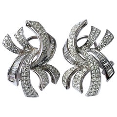 18K White Gold Baguette Pavé Diamond Drop Earrings, 2.18ctw, USA