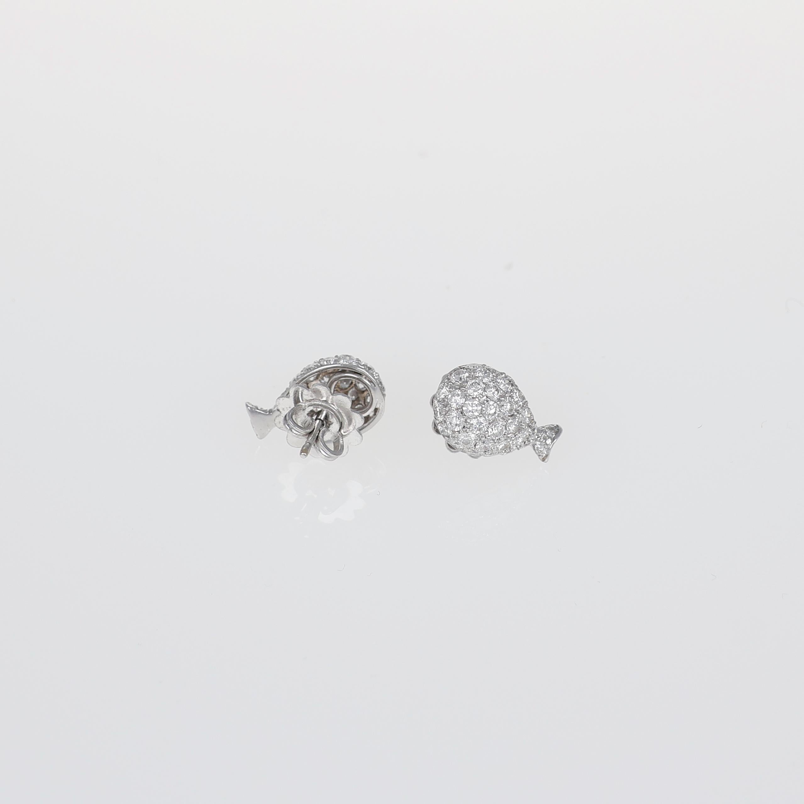Taglio brillante Orecchini con diamanti a forma di palloncino in oro bianco 18K in vendita