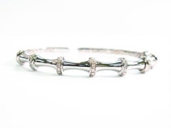 18K White Gold Bamboo Bangle with Natural Diamonds IdunnCollection