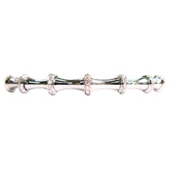 18K White Gold Bamboo Bangle with Natural Diamonds IdunnCollection
