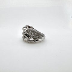18k White Gold Bamboo Style Diamond Cocktail Ring Band