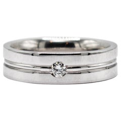 Retro 18K White Gold Band Ring, .10ct, 13g