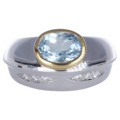Anillo de oro blanco de 18 quilates con aguamarina de 1,78 quilates y diamantes