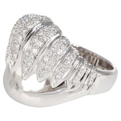 18k Weißgold Band Ring mit natürlichen weißen Diamanten 1,30 Karat Pavé