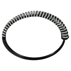 18K White Gold Bangle, Ruthenium Coating, White Diamonds 2.95 Carats