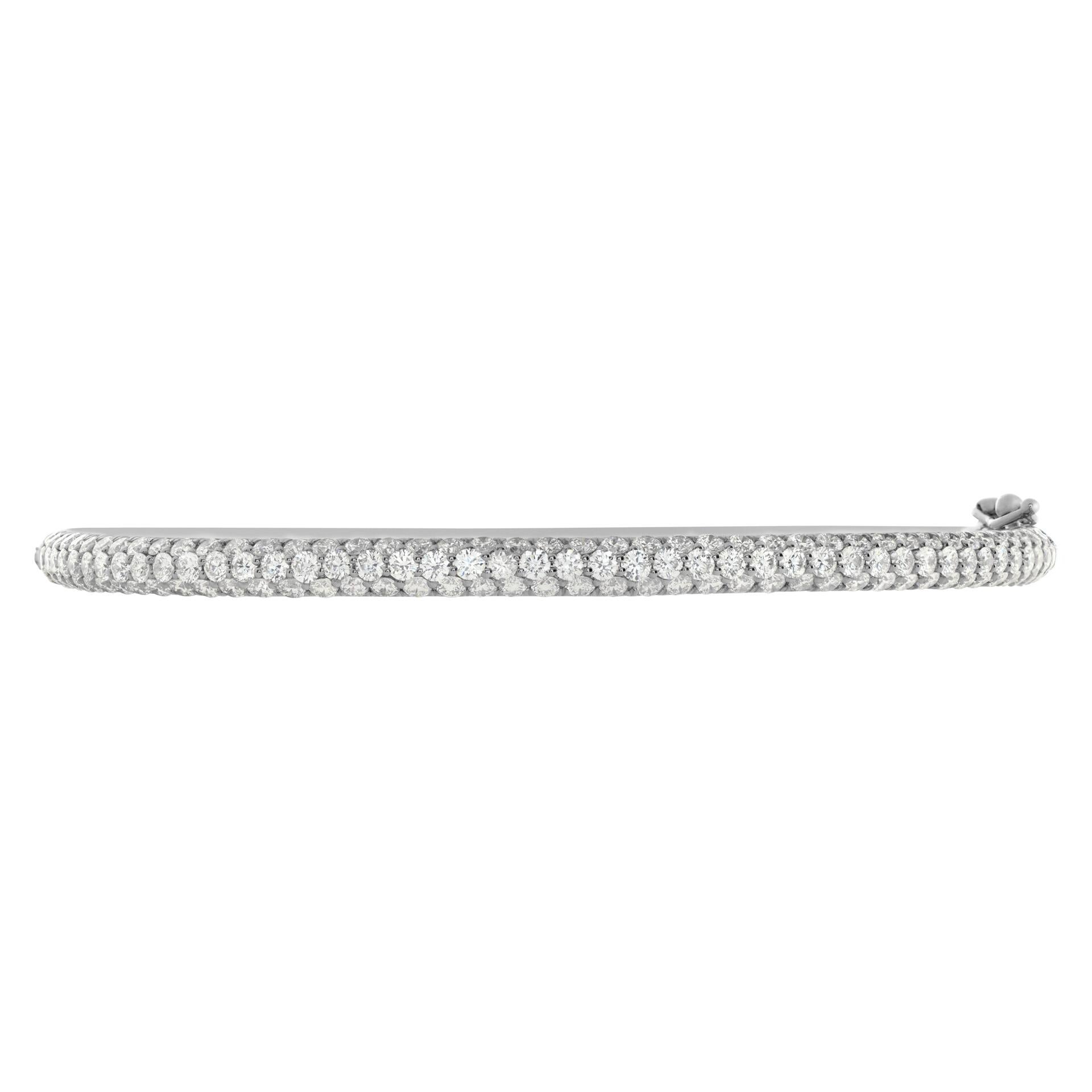 Timeless semi-eternity pave diamond bangle with 2.86 carats in brilliant round cut pave diamonds set in 18k white gold. Fits wrists up to 7.5'', width 3mm.
