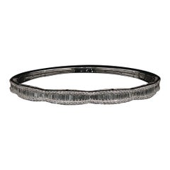 18K White Gold bangle with Round and Baguette Diamonds