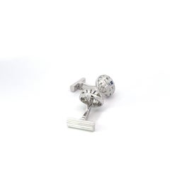 18k White Gold Basket Cufflinks Sapphire Squares