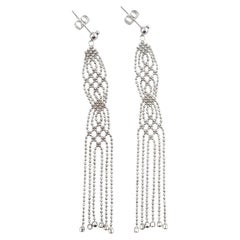 18K White Gold Beaded Chandelier Earrings #16133