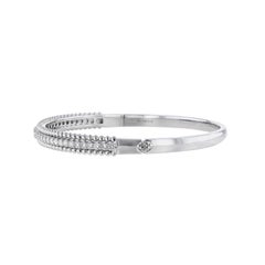 Bracelet jonc en or blanc 18 carats avec perles et diamants de 1,11 carat