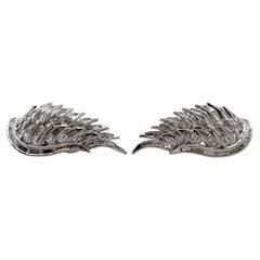 18k White Gold Beautiful Handmade Angel Wing Earrings