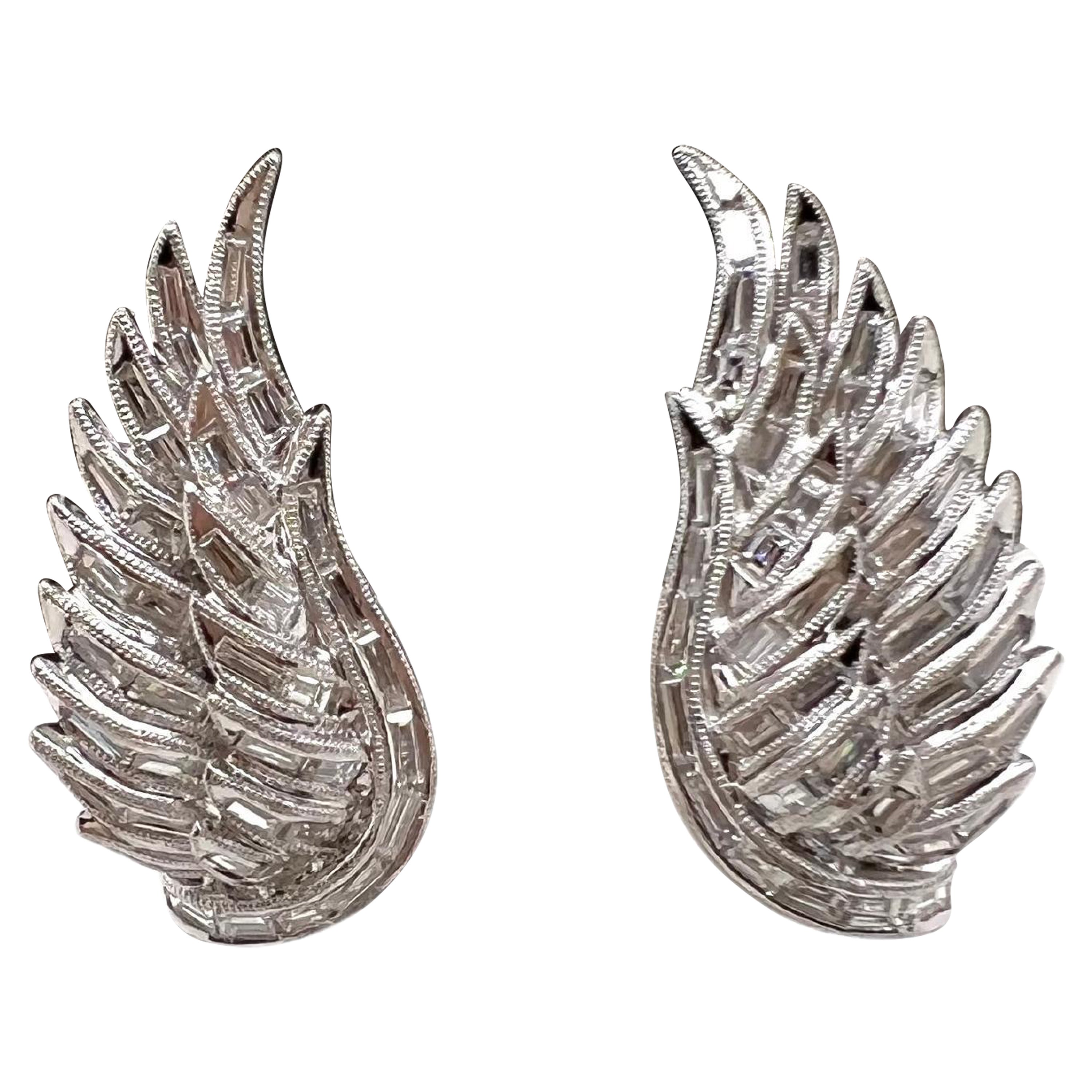 Boucles d'oreilles Ailes d'Ange en or blanc 18k faites à la main