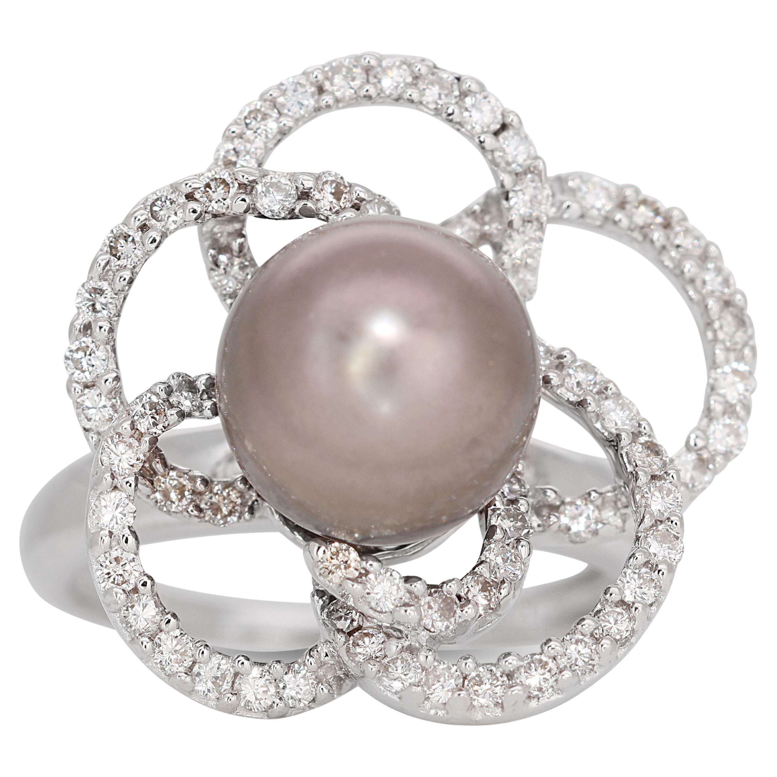 Line of Pearls 18k Gold Plated Stainless Steel Ring main image 0