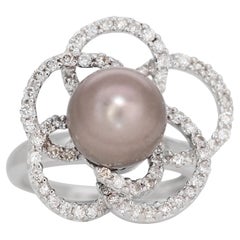 18K White Gold Beauty with 0.60ct Diamonds and Pearl Ring