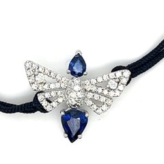 18K White Gold Bee Sapphire Woven Bracelet with Diamonds