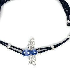 18K White Gold Bee Sapphire Woven Bracelet with Diamonds