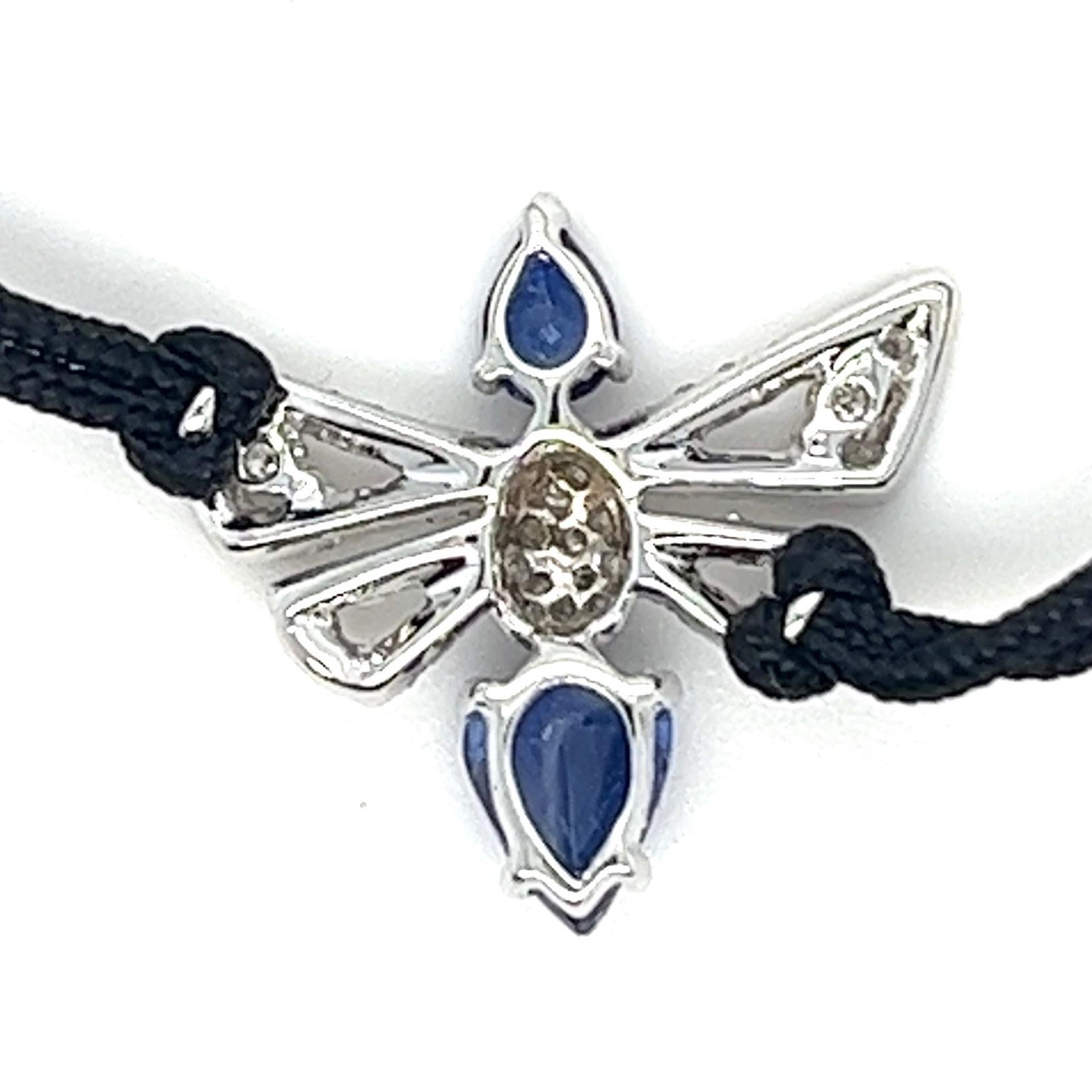 18K White Gold Bee Sapphire Woven Bracelet with Diamonds In New Condition For Sale In Hong Kong, HK