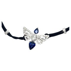 18K White Gold Bee Sapphire Woven Bracelet with Diamonds